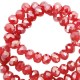 Faceted glass beads 4x3mm disc Imperial red-pearl shine coating